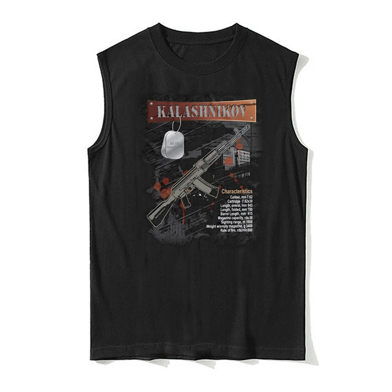 Russian Military Kalashnikov AK-103 Assault Rifle Tanktop 100% Cotton O-Neck Casual Mens Vest Sleeveless Tee Shirt Streetwear