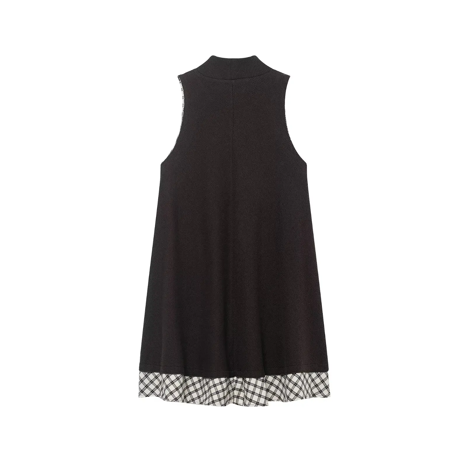 2025 チェック柄パッチワークミニドレス エレガント、ファッショナブル、新しいスタイル 快適、オフィスウェア、カジュアルで多用途、ヴィンテージ、セクシー