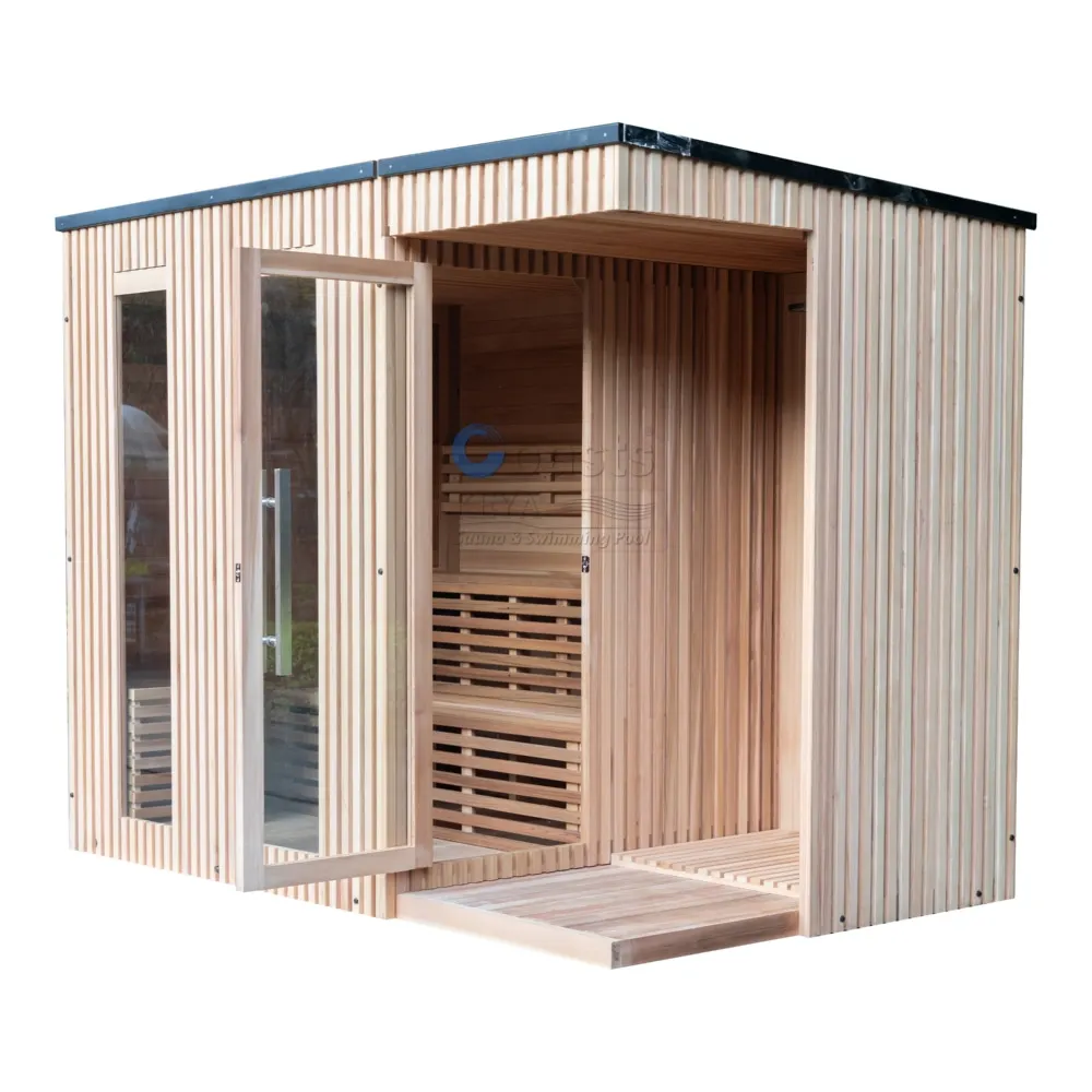 Brand New Recommended Outdoor Independent Shower Sauna Room High Quality Durable Red Cedar Steam Room Relaxing Cube Sauna Room
