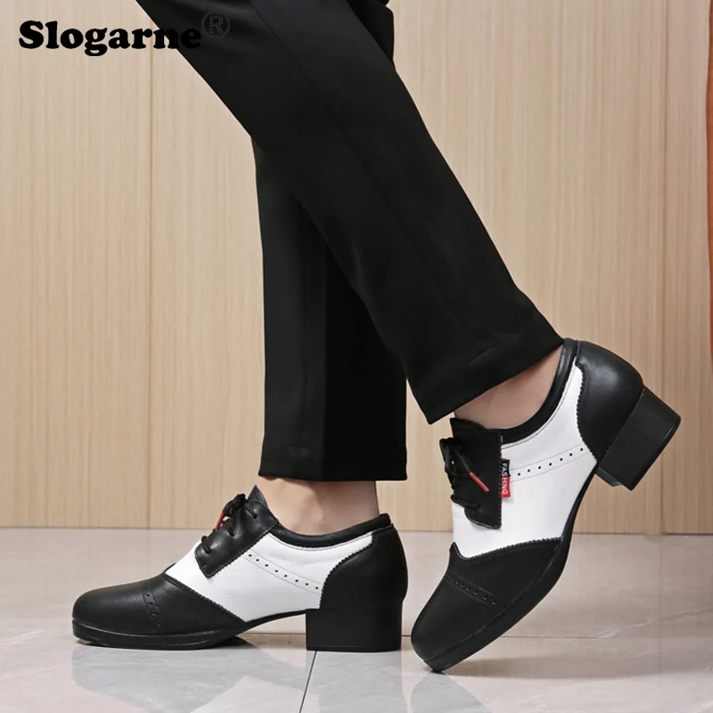 Mężczyźni Skóra bydlęca Nowoczesne buty do tańca Wygodne 4CM Obcasy Męskie Skóra bydlęca Miękkie buty do tańca towarzyskiego Tango Latin Jazz Buty Chłopcy Odzież sceniczna