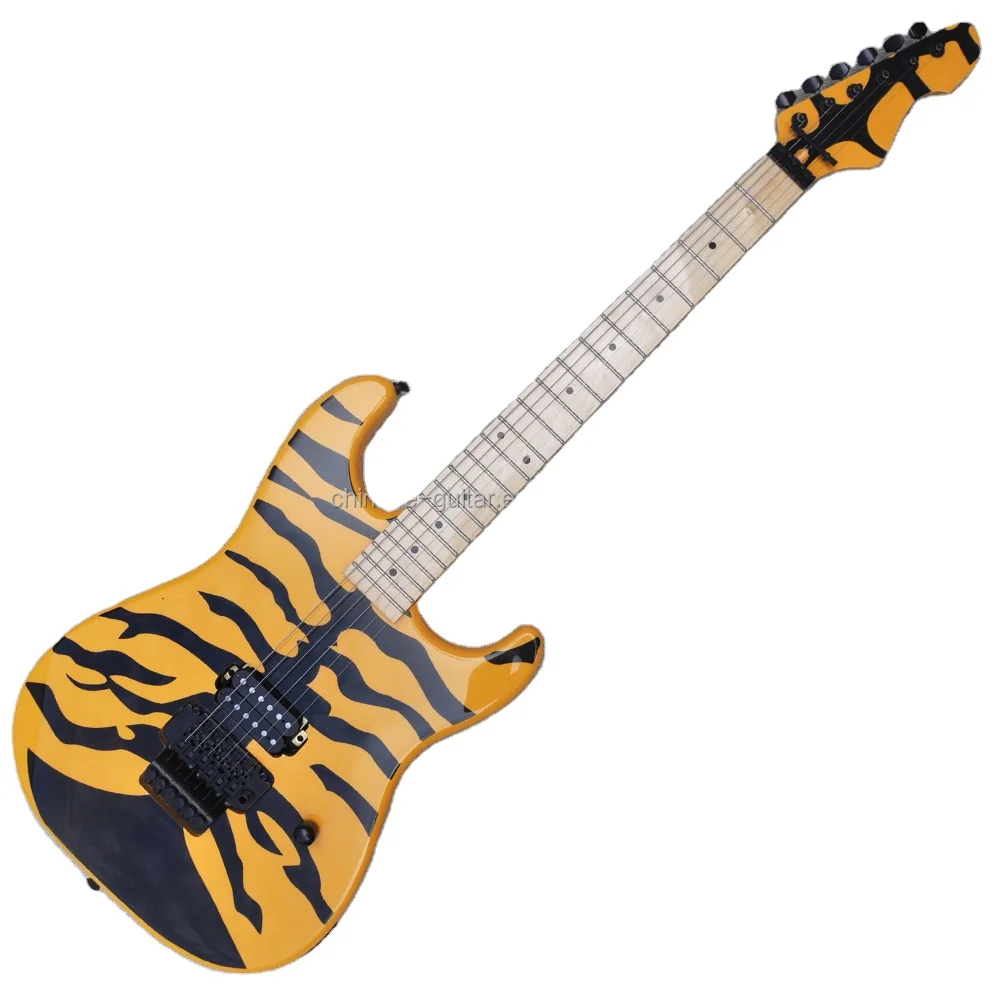 Yellow Electric Guitar 6 Strings Instrument Musical Special Sticker Guitar