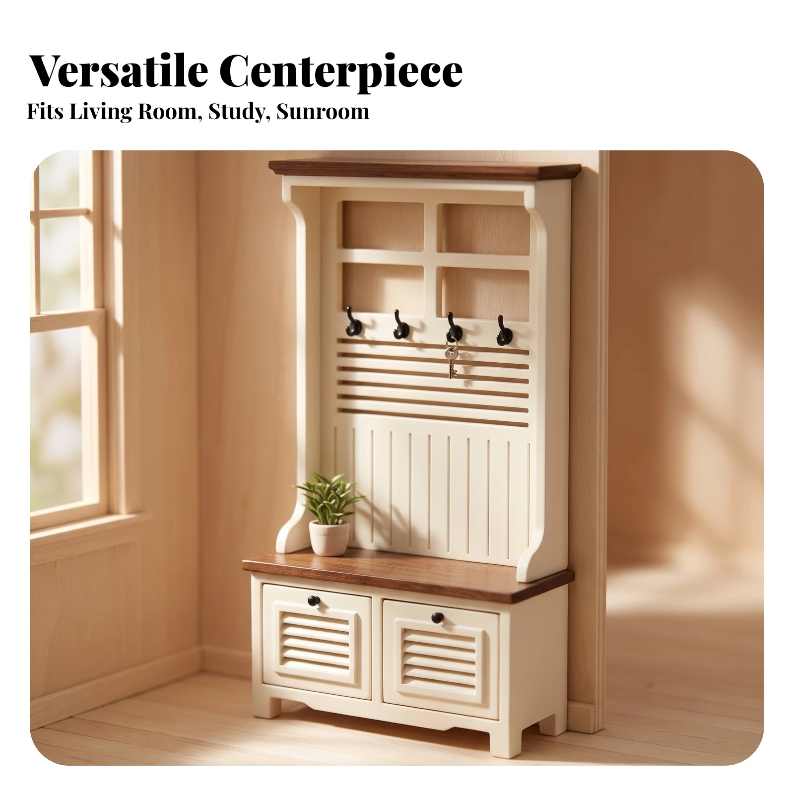 Dollhouse Entry Cabinet Country Miniature Hallway Cabinet Furniture Compact Shelf Multi-Functional for Collectors, Photo Props
