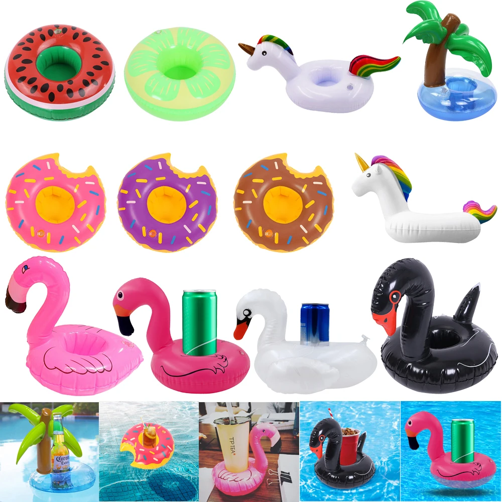 1/5pcs Float Beer Drink Tray Swimming Pool Drink Cup Stand Cooler Cute Cartoon Floating Inflatable Beverage Holder Party Gifts