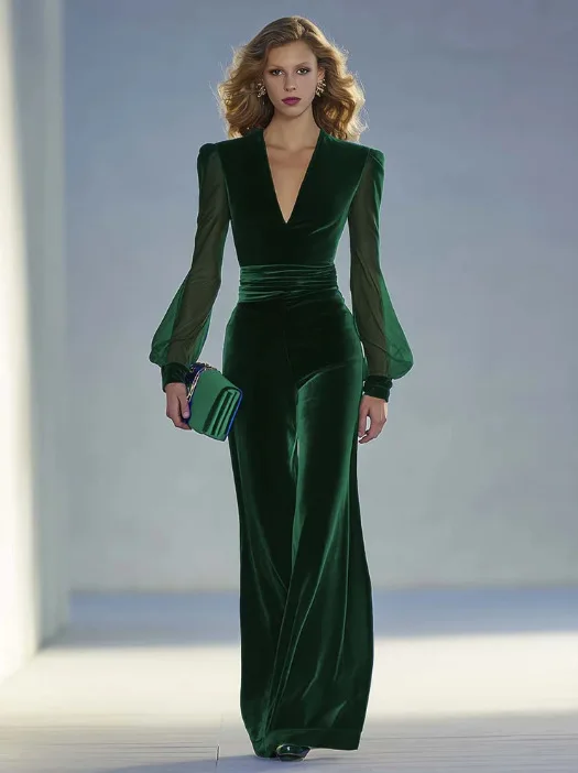 بدلة قفز متطورة ملابس عمل أنيقة غير رسمية بدلة تنحيف أنيقة واسعة الساق بدلة لعب رسمية للاحتفال بالسهرات