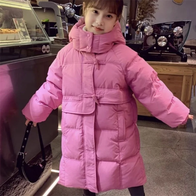 Girls Down Coat Overcoat Jacket Windbreak 2024 Vintage Plus Thicken Winter Autumn Teenagers Warm Christmas Gift Children's Cloth