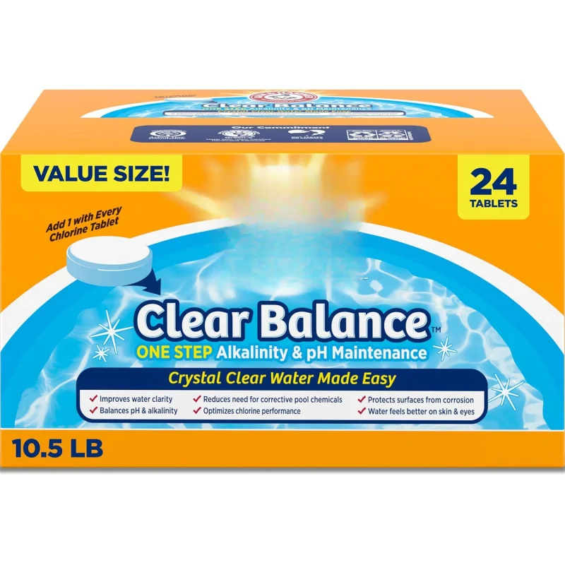 Clear Balance Swimming Pool Alkalinity pH Maintenance Tablets, White, 1 Pack, 24 Count