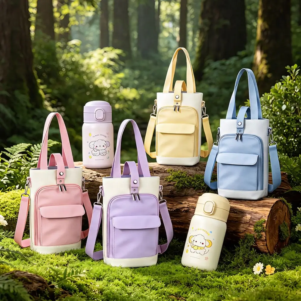 Adjustable Strap Crossbody Water Bottle Bag Waterproof Heat Insulation Water Bottle Holder Front Pocket Open Top