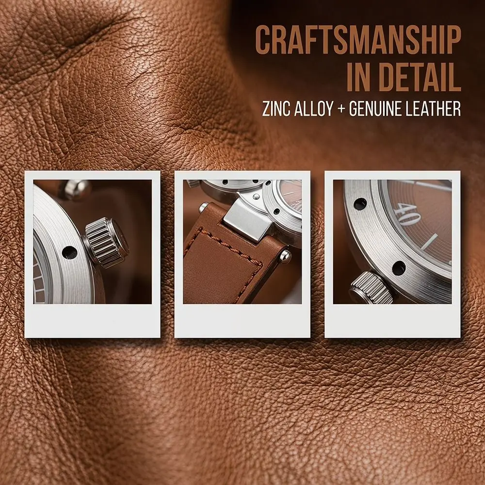 

PU Leather Strap Big Face Watches Leather Strap Large Dial Quartz Watch Luminous Compass Decoration Dual Time Zone Watch Male