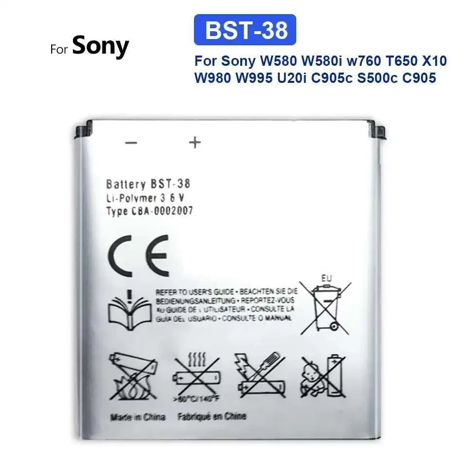 

Mobile Phone Battery Bst-38 930mAh For Sony Ericsson W580 W580i w760 T650 X10 W980 W995 U20i C905c S500c W580c C902 C905 Bst 38