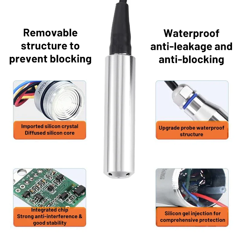 Input Level Transmitter Liquid Level Sensor Controller Static Pressure Level Gauge Water Level Sensor 4-20mA/0-10V/RS485