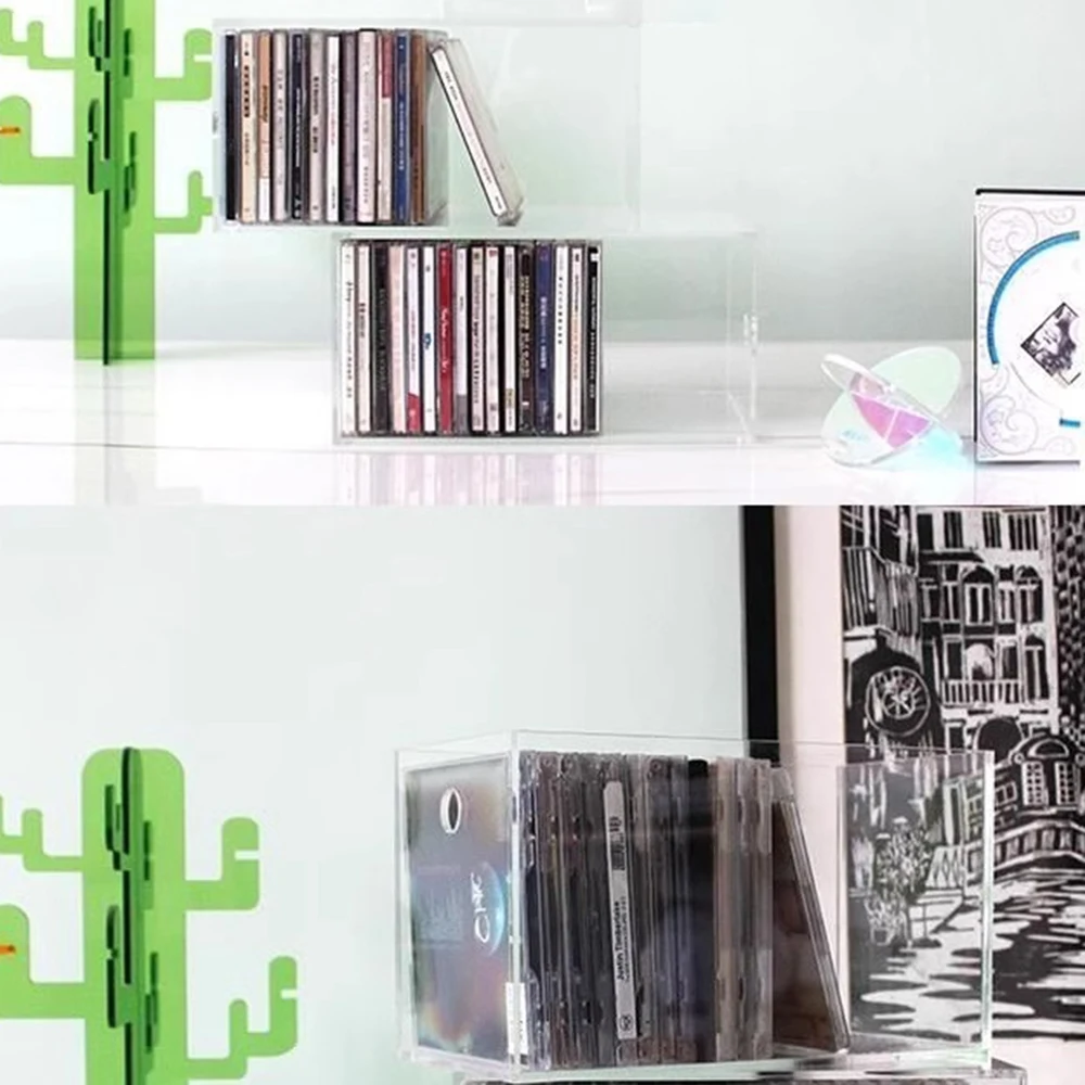 Boîte de rangement de CD en acrylique, organisateurs de CD, étui empilable pour Album de disques de jeu, boîtes d'affichage de disques, Organization de stockage transparente
