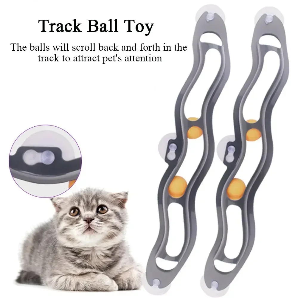 Pet Cat and Dog Toy Ball Track Window Suction Cup Toy Ball Cat Scratching Ball Plastic Ping Pong Ball New Teasing Cat Puzzle