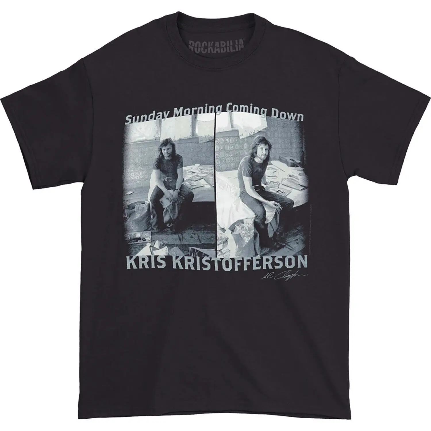 Camiseta de Kris Kristofferson para hombre, camisa de "Sunday Morning Coming Down", color negro grande