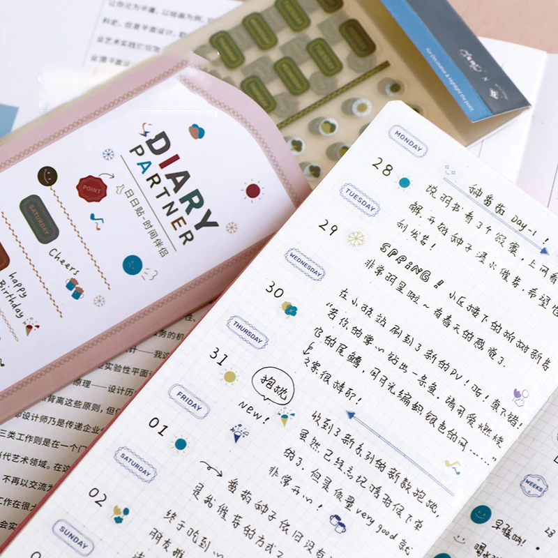 Kawaii Date Weather Planner Stickers Transparent Weekly Daily Planner Notebook Jhournal Index Label Tag Kawaii Korean Stationery