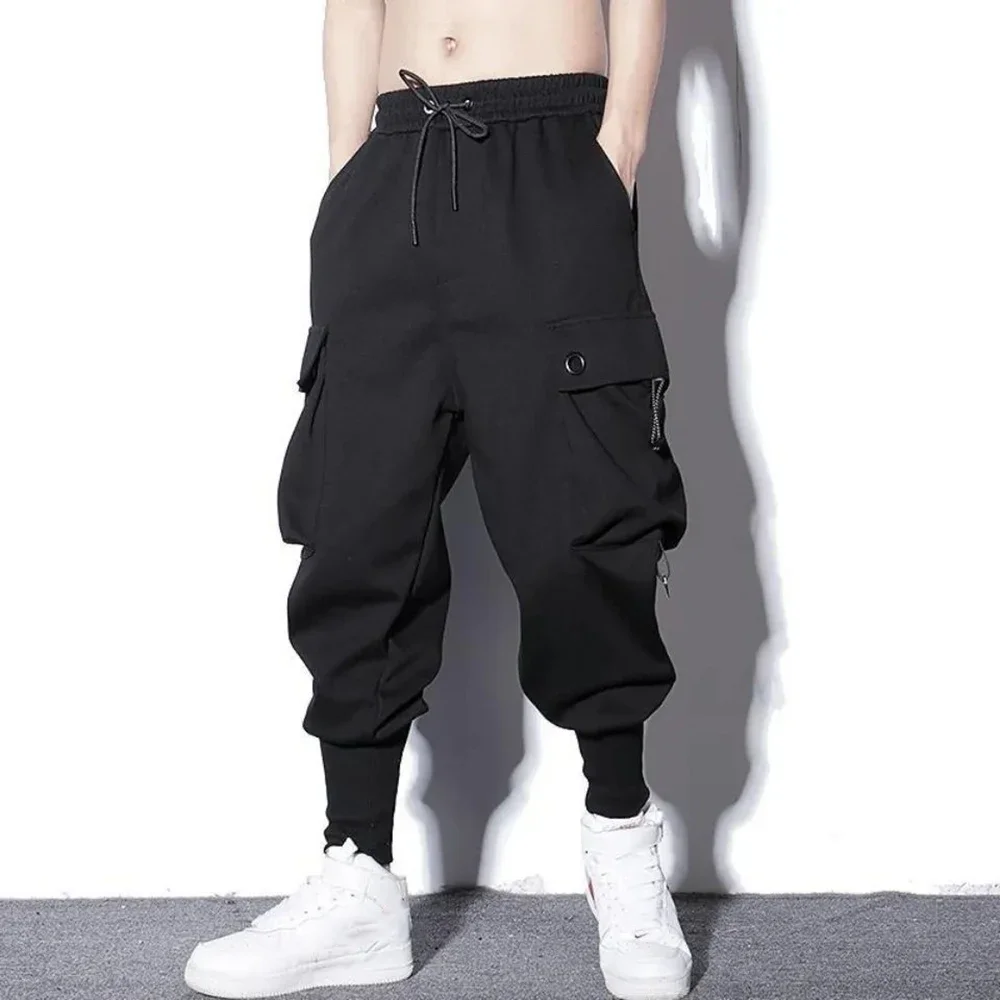 Loose Harem Pants Men Cargo Trousers Hip Hop Outdoor Casual Ankle Length Pant Streetwear Pocket Sweatpants Motorcycle pants Male