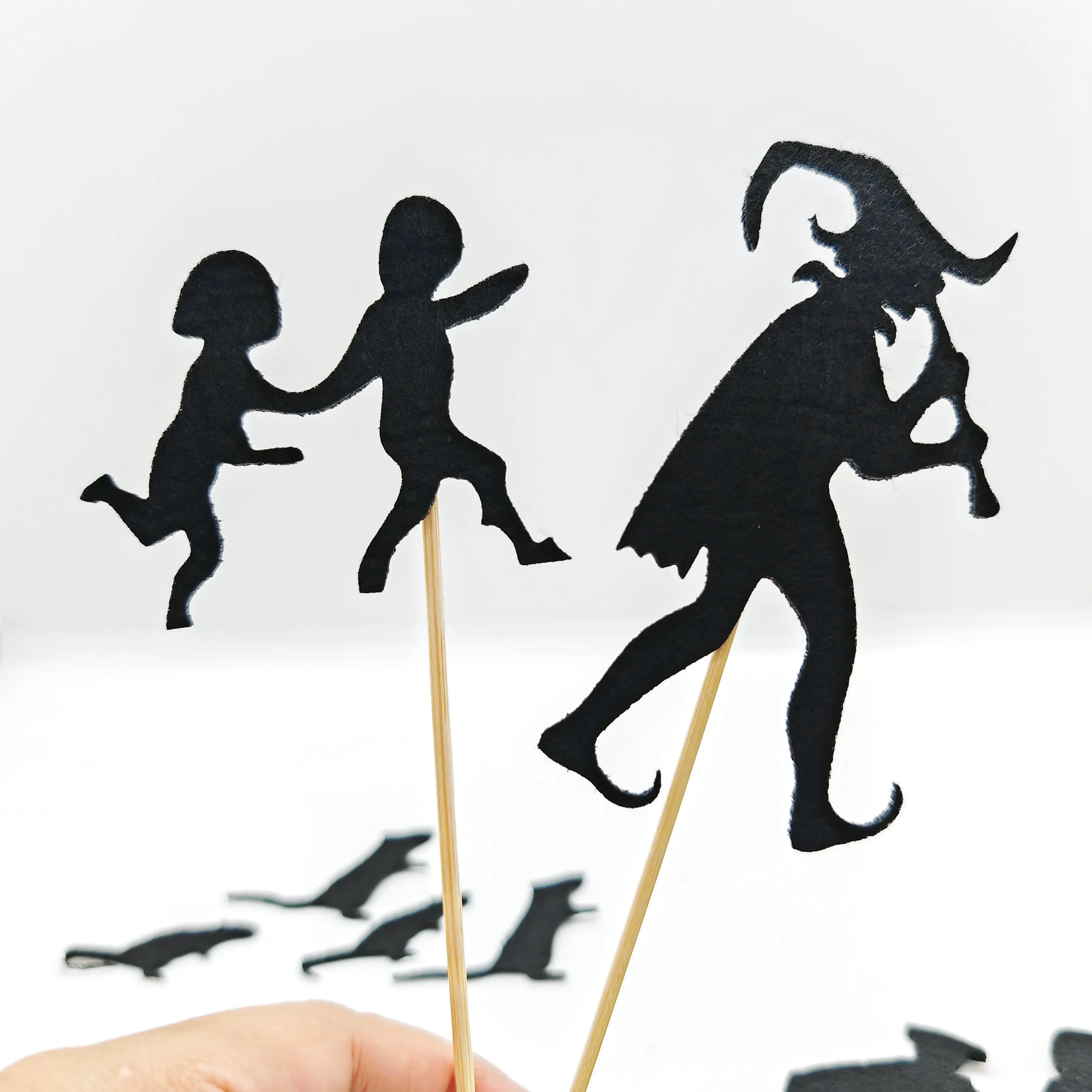 Early Childhood Shadow Play Stories Fairy Tales Pied Piper Set Bamboo Stick Silhouette Decoration Home Supplies