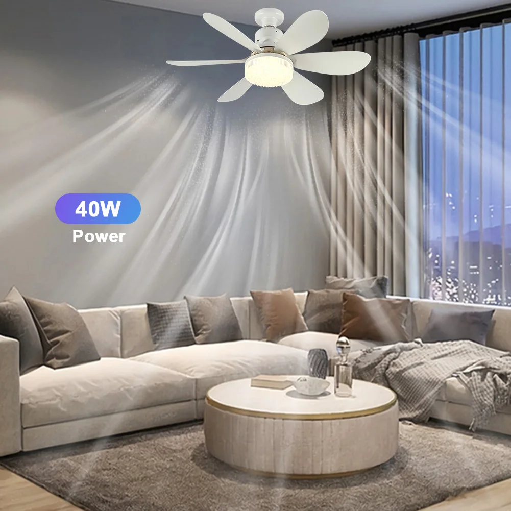 2 In 1 Ceiling Fan Light E27 LED 40W Mute Electric Ceiling Fan Light 86-265v with Remote Control Lighting Living Room Study Room