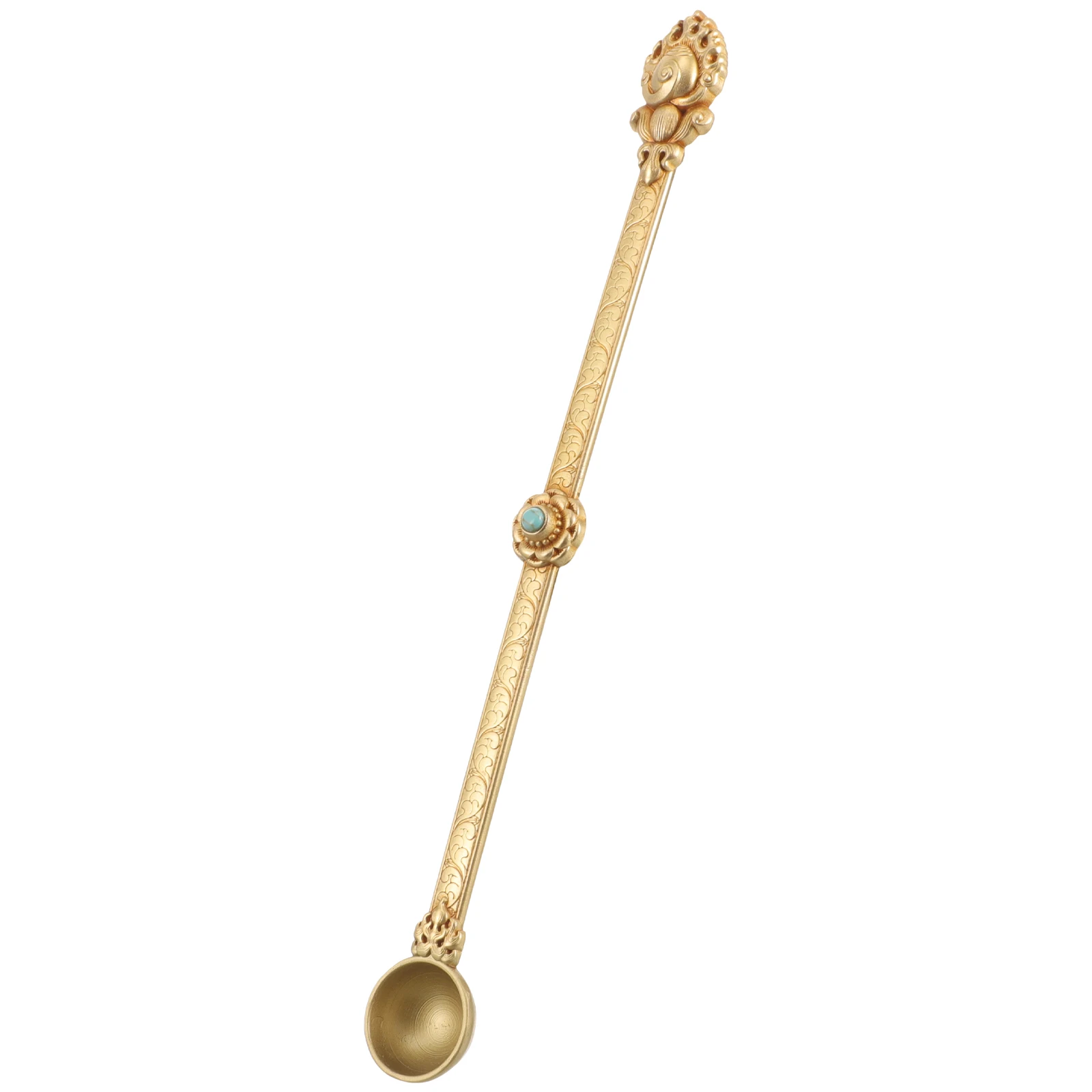 

Brass Buddha Spoon Intricately Carved for Pouring Ghee Religious Rituals Tibetan Ethnic Spoon Religious Decor