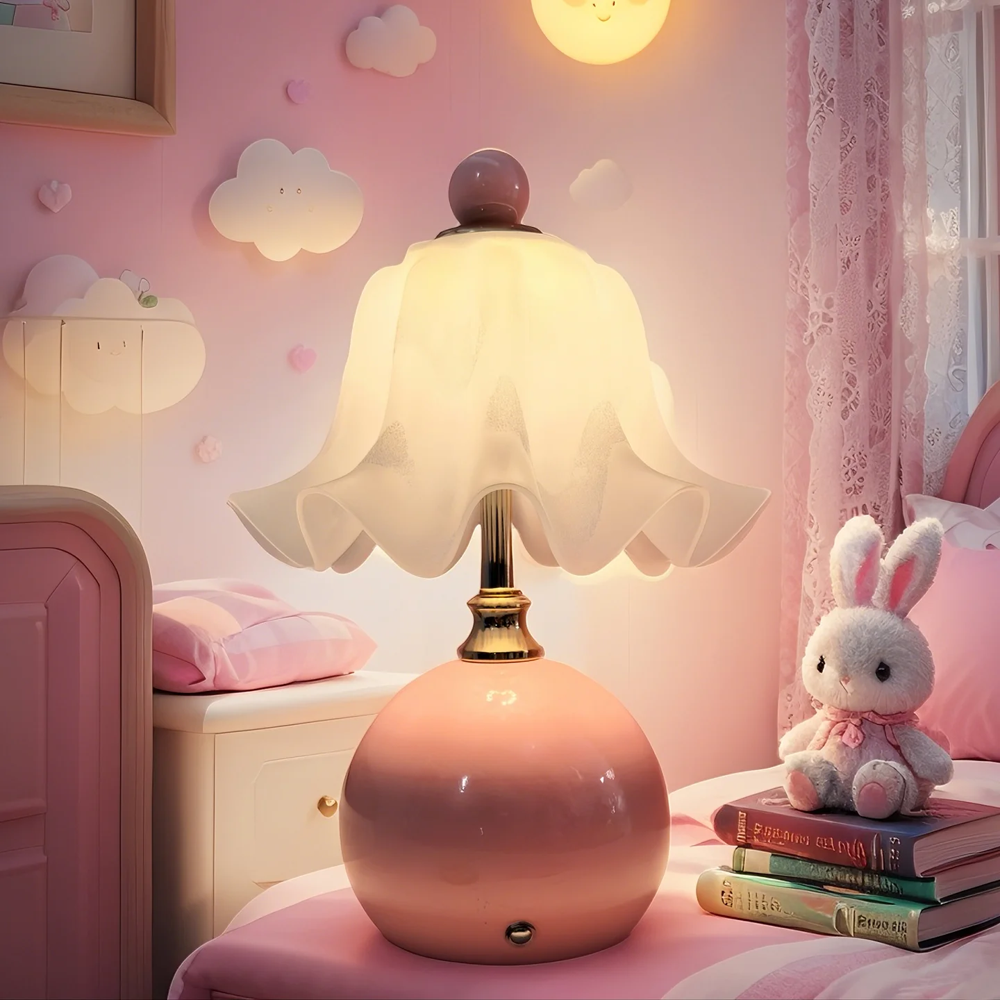 كريم الرياح الإبداعية الراقية ضوء مكتب فاخر مصباح غرفة نوم 5 السرير غرفة نوم رئيسية هدية عيد ميلاد جو ضوء الليل #4