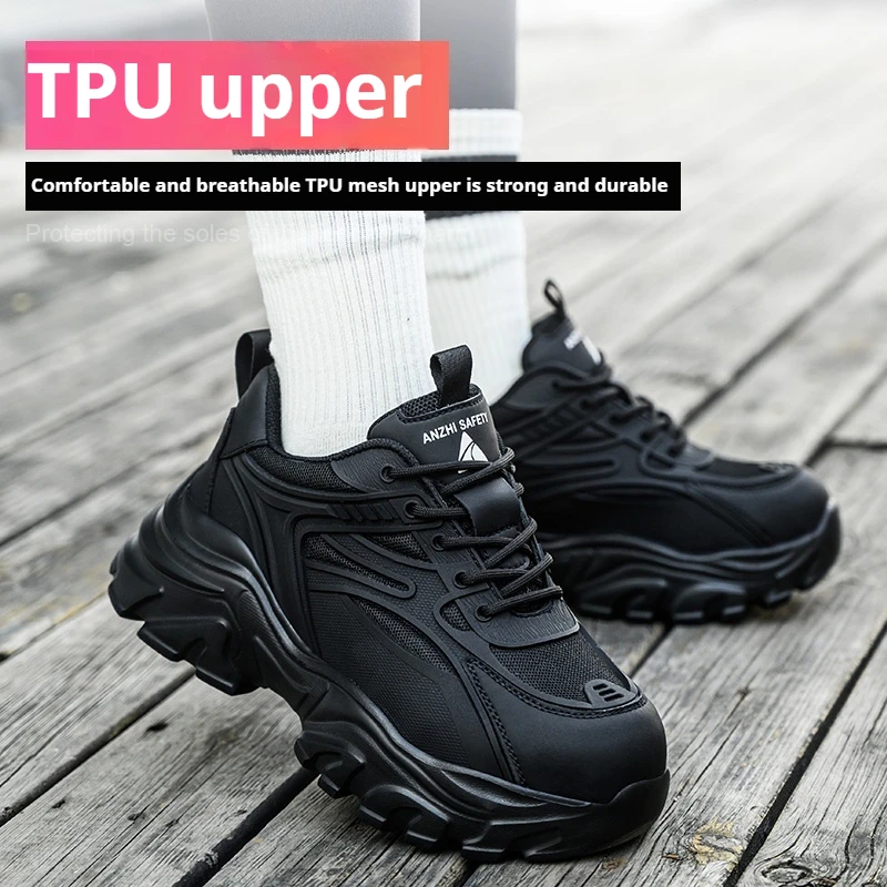 通気性安全靴抗穿刺落下防止作業スニーカー鋼つま先ブーツ男性用滑り止め作業靴保護用