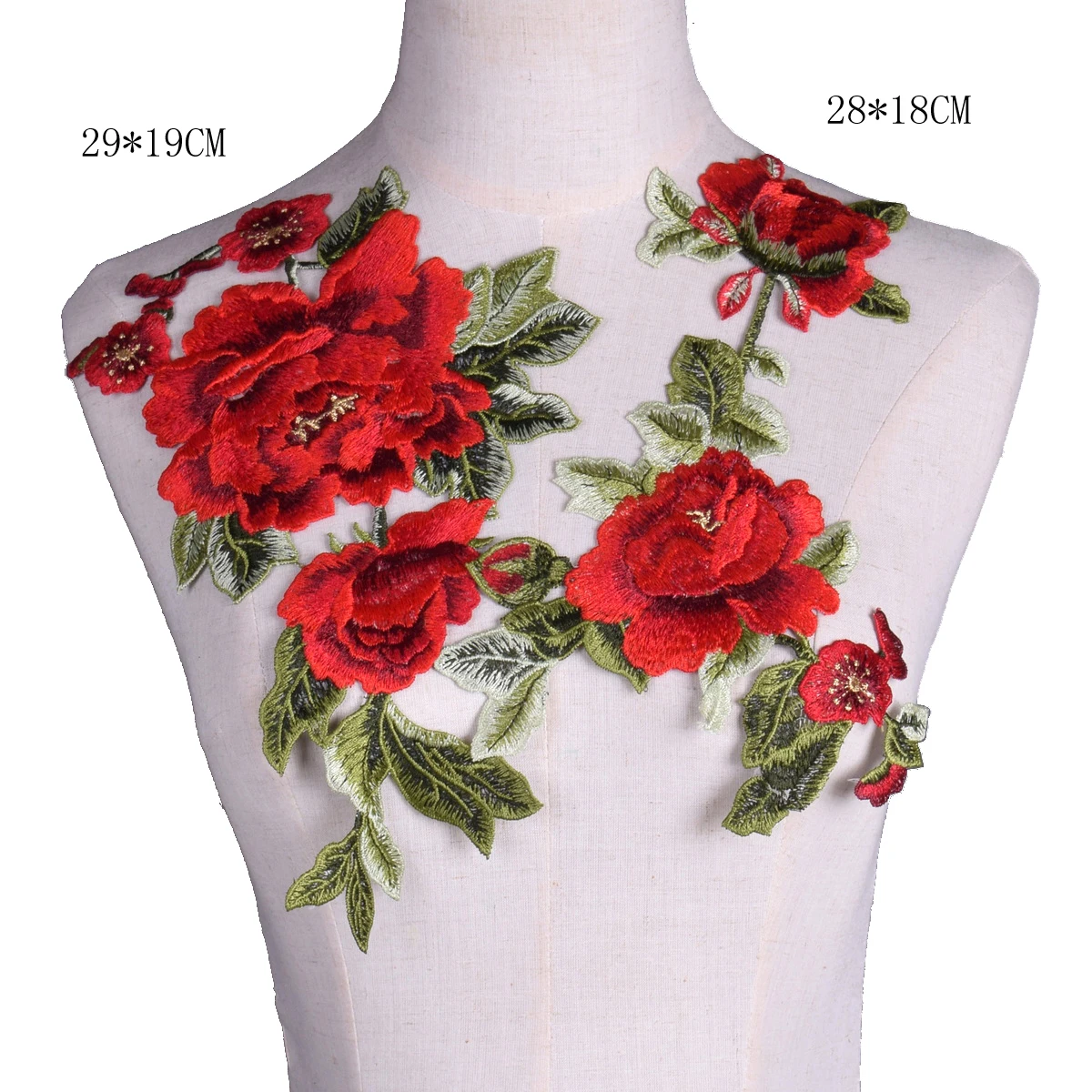 Red Embroidery Rose Flower Sew On Patch Applique DIY Crafts  Repair Clothing Accessories