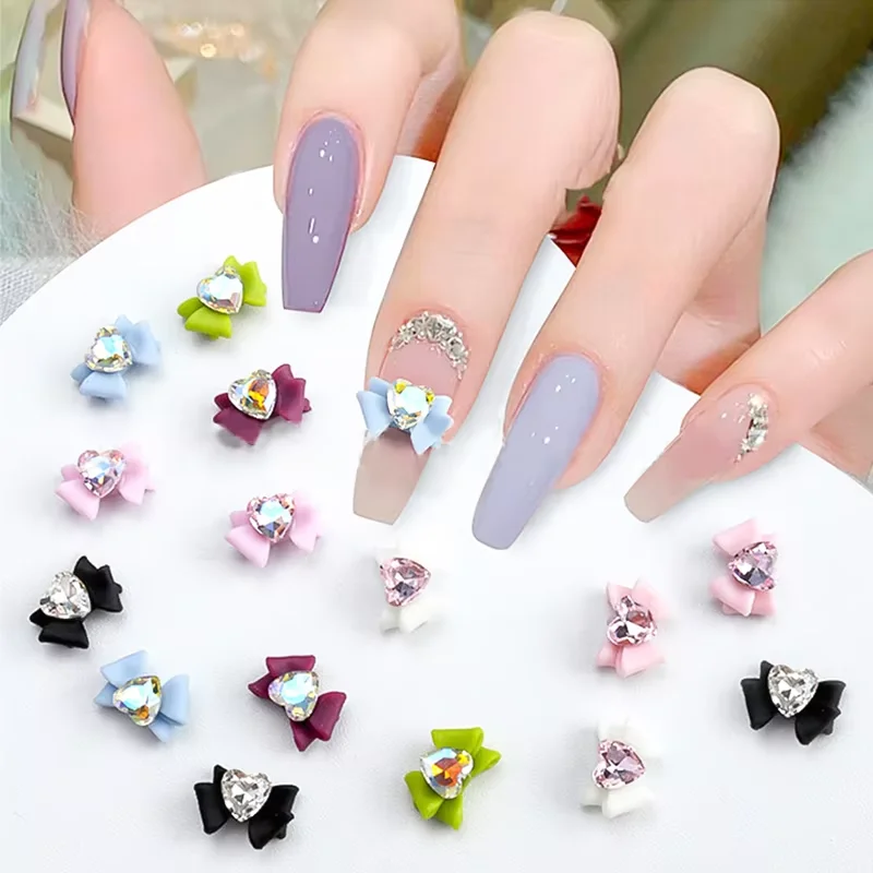 Kawaii 3D cristal arc Nail Art breloques décorations rose ruban arcs ballerine cravate bricolage manucure Salon ongles accessoires fournitures