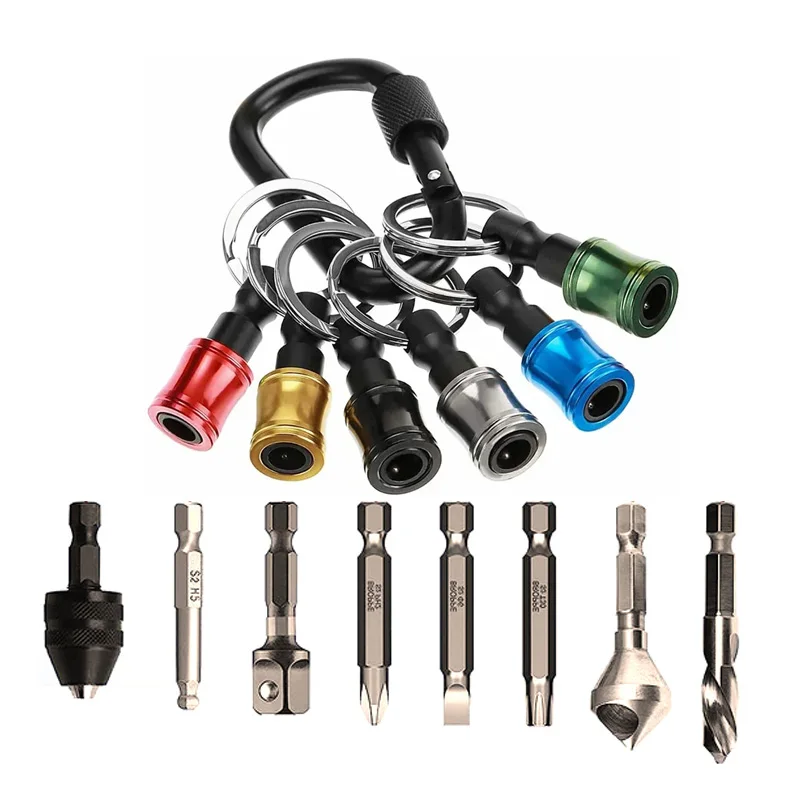 

Держатель отвертки, брелок с карабином, шестигранный хвостовик 1/4, быстроразъемный удлинитель, адаптер для винта, небольшой инструмент