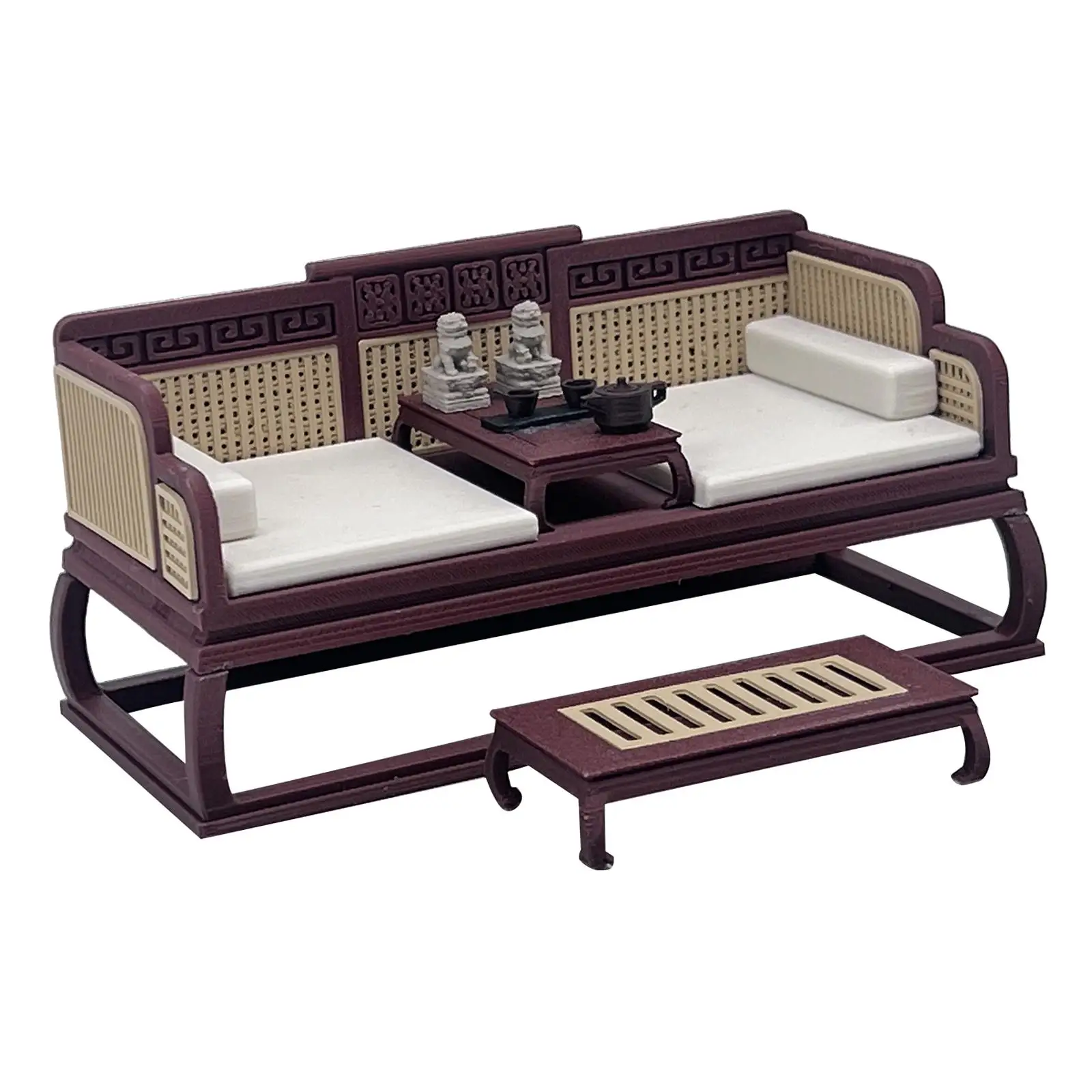 نموذج سرير لوهان صيني مصغر بمقياس 1:12 حرف محاكاة صغيرة يمكنك صنعها بنفسك مشهد الحياة ملحقات بيت الدمية لعبة التظاهر للأطفال