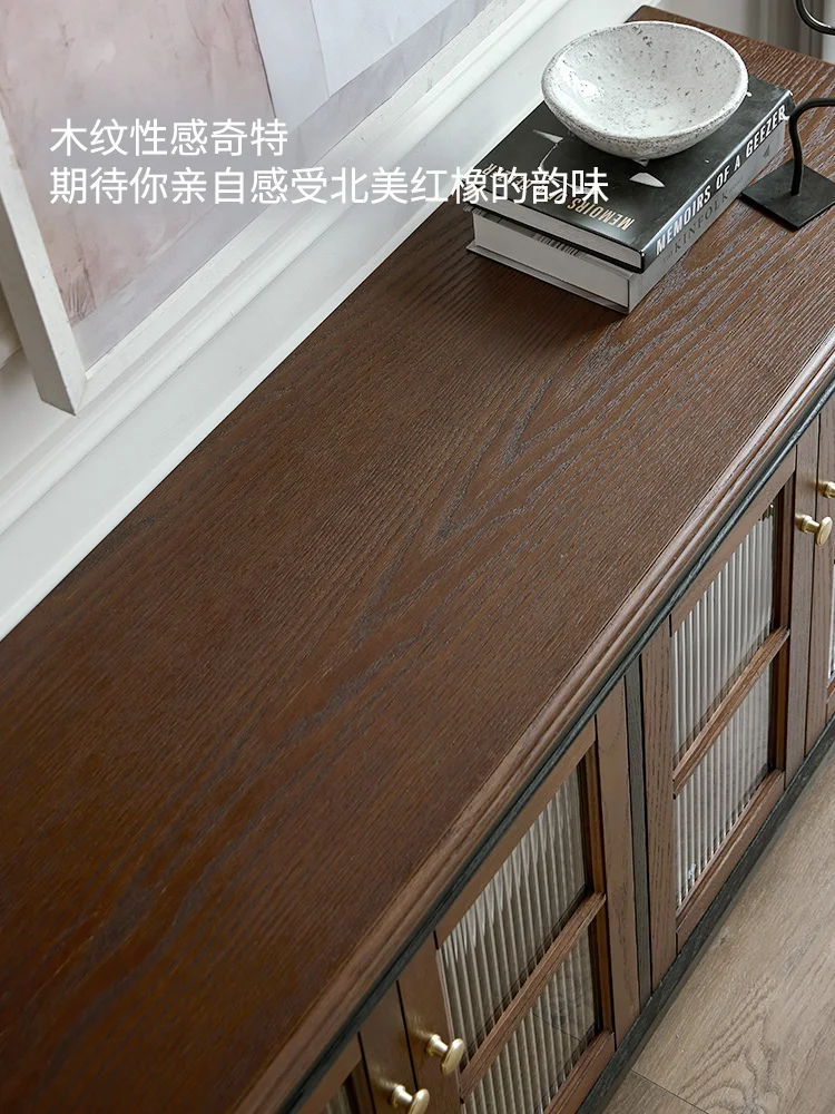 American retro solid wood TV cabinet storage advanced living room French