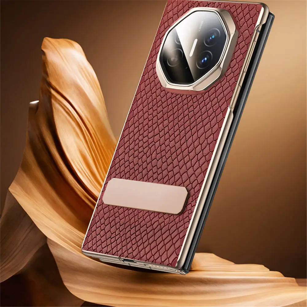 حافظة من جلد البقر الطبيعي بنمط الثعبان لهاتف هواوي ميت XT XTs غطاء خلفي