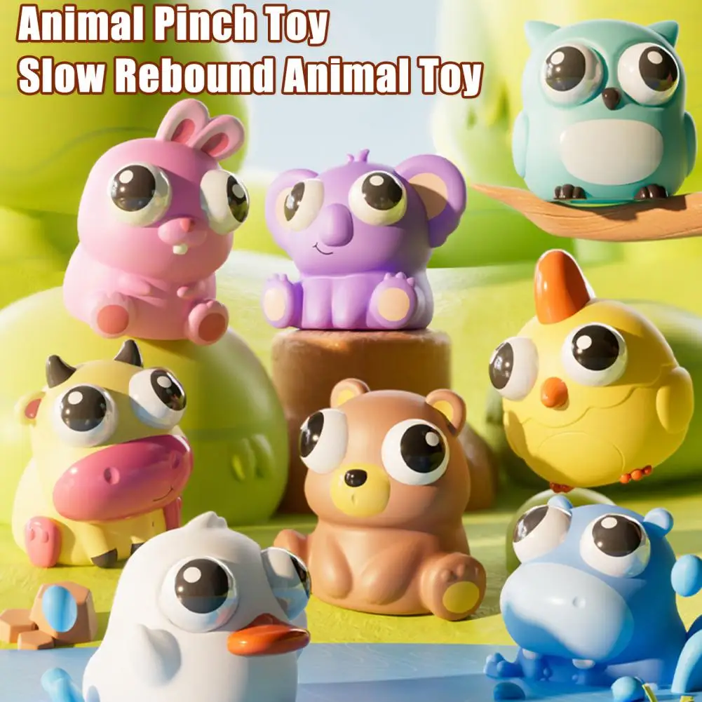 Funny Animal Pinch Toy Popping Eyes Slow Rebound Stress Relief Bunny Owl Duck Cow Bear Squishes Squeeze Fidget Sensory Toy Kids