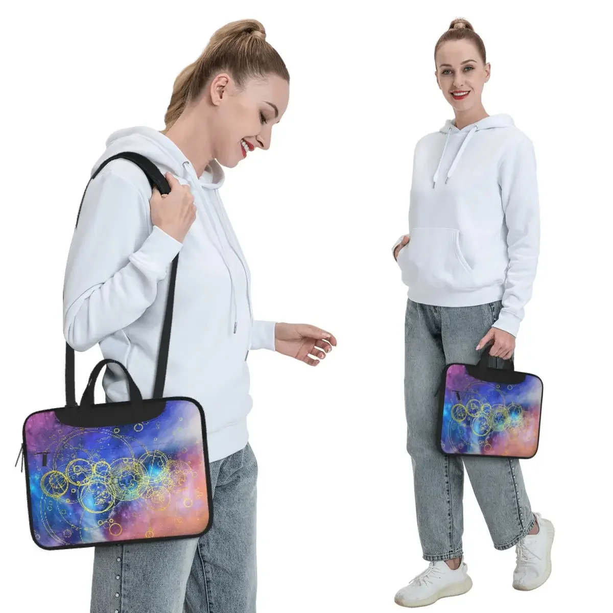 Time Lord Writing (vortex Hues) Crossbody Laptop Bag Case Computer Bag 13 14 15.6 Inch Notebook Pouch for Macbook Pro Lenovo