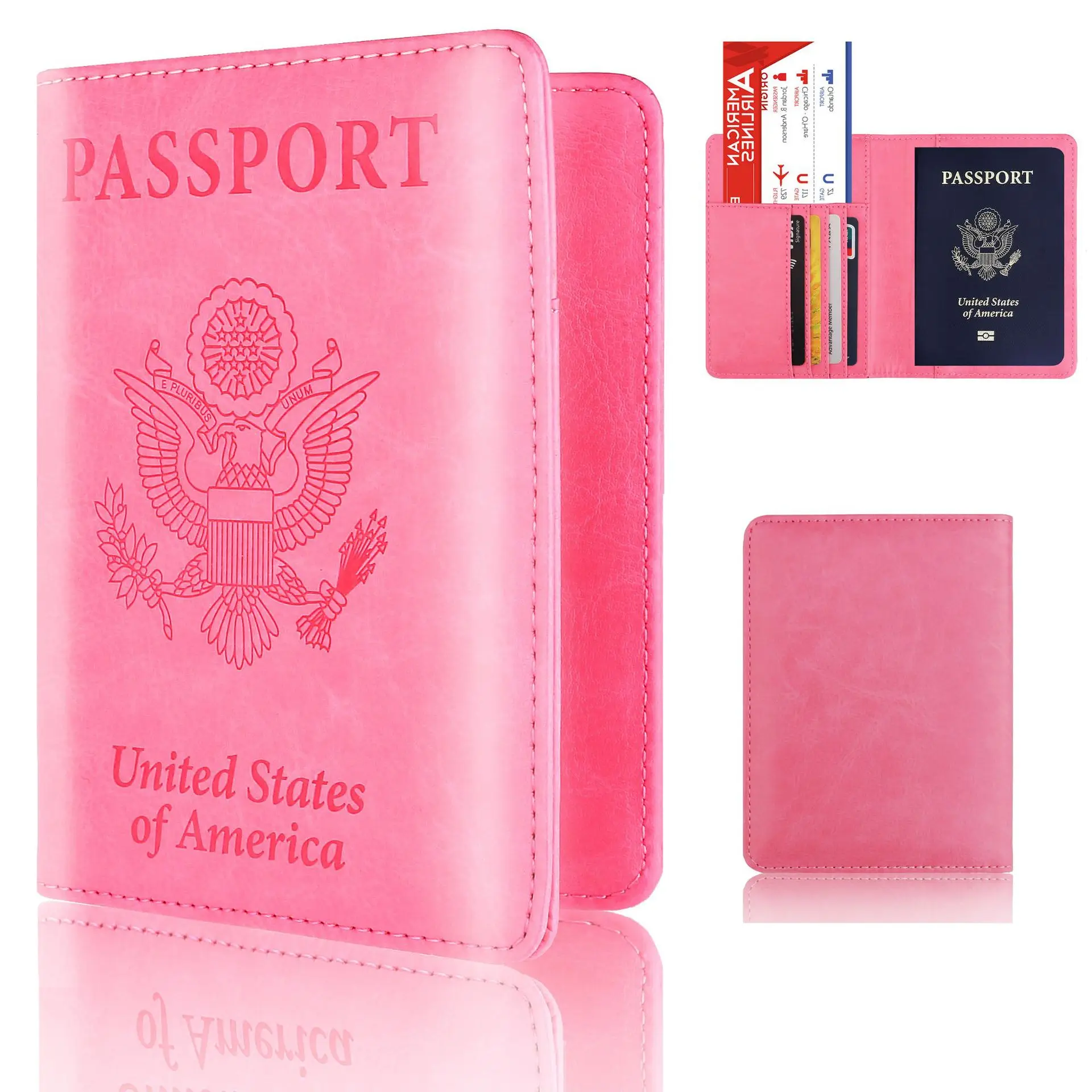 

RFID-Safe PU Leather Passport Holder Durable Travel Wallet Document Organizer for Men Women Ideal for Secure Stylish for USA