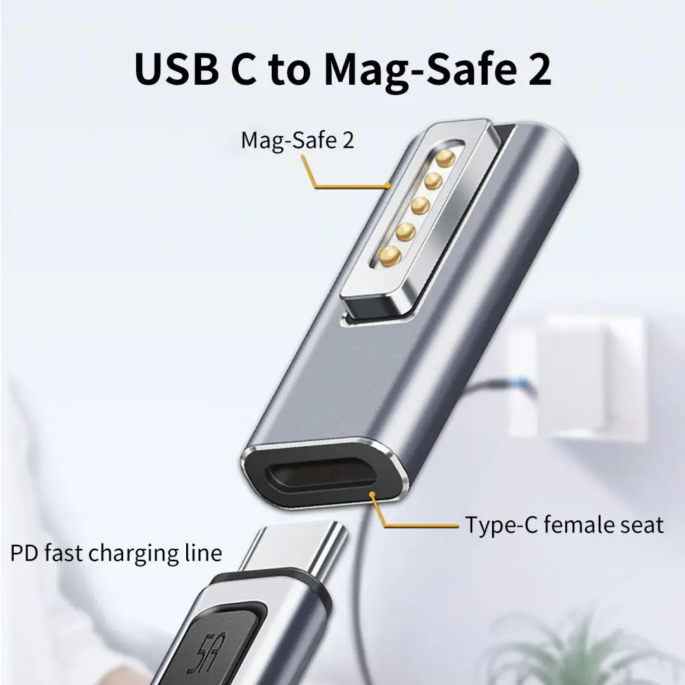 ตัวแปลงที่ชาร์จสำหรับตัวผู้2ตัวแปลง5A ชาร์จเร็ว PD USB C ตัวเมียเป็น MAG-Safe ใช้งานได้ดี