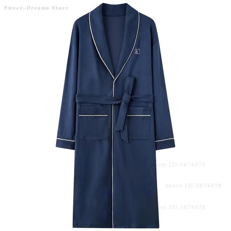 Men's Plus Size Velvet Robe Sleepwear Autumn Winter Long Sleeved Bathrobe Kimono Gown Male Warm Nightgown Loungewear Home Wear