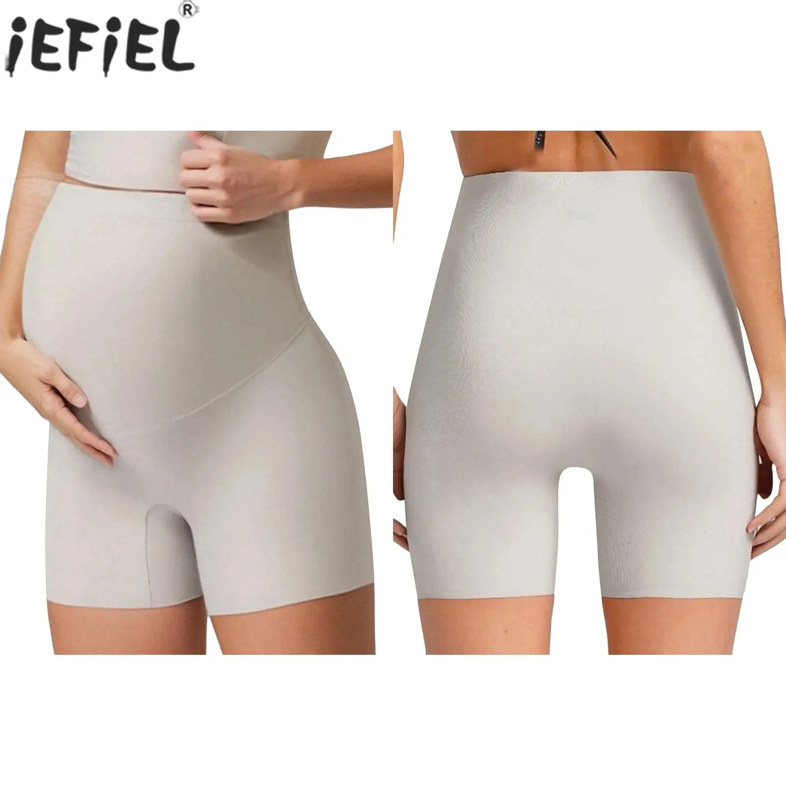 

Летние бесшовные шорты с высокой талией для беременных, корректирующее белье для беременных, однотонные защитные трусики, нижнее белье