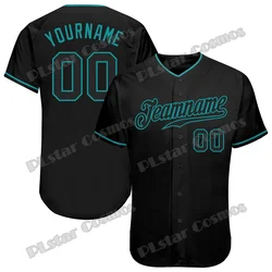 Custom Team Name & Number Black Black-Teal 3D Printed Men's Baseball Jersey Hip Hop Streetwear Unisex Baseball Shirt KS-55