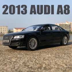 Diecast 1:32 Alloy Car Model Miniature Simulation 2013 Audi A8 Classic Metal Vehicle Ornaments Collection Gifts for Children Toy