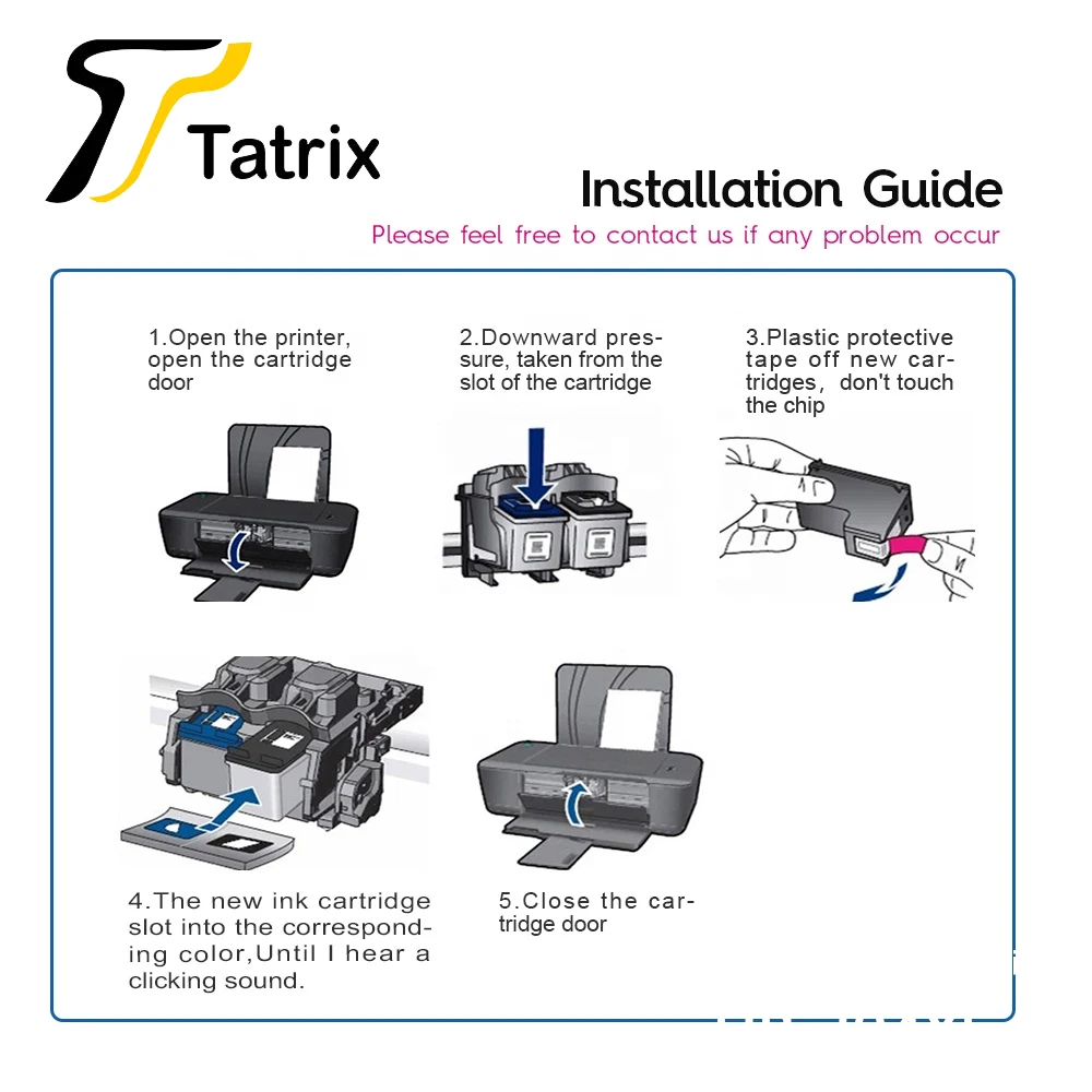 Tatrix HP664 XL 664XL Remanufactured Color Ink Cartridge Cartucho for hp664xl for HP DeskJet Ink Advantage 1115 2675 Printer