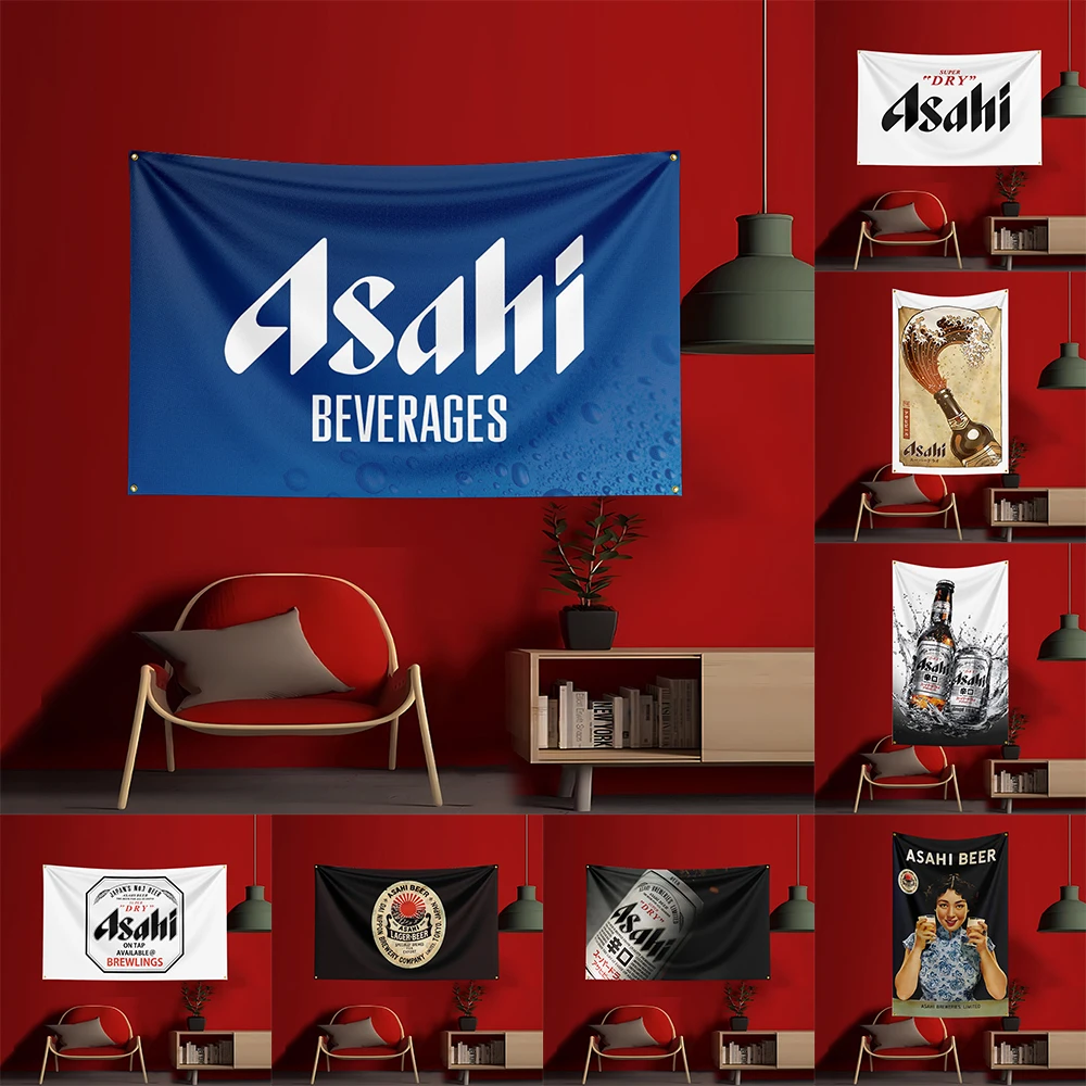 

90X150CM A-Asahis Beer Flag Polyester Printed Alcohol Wine Banner For Decorative garden beverage rum Beer Flag