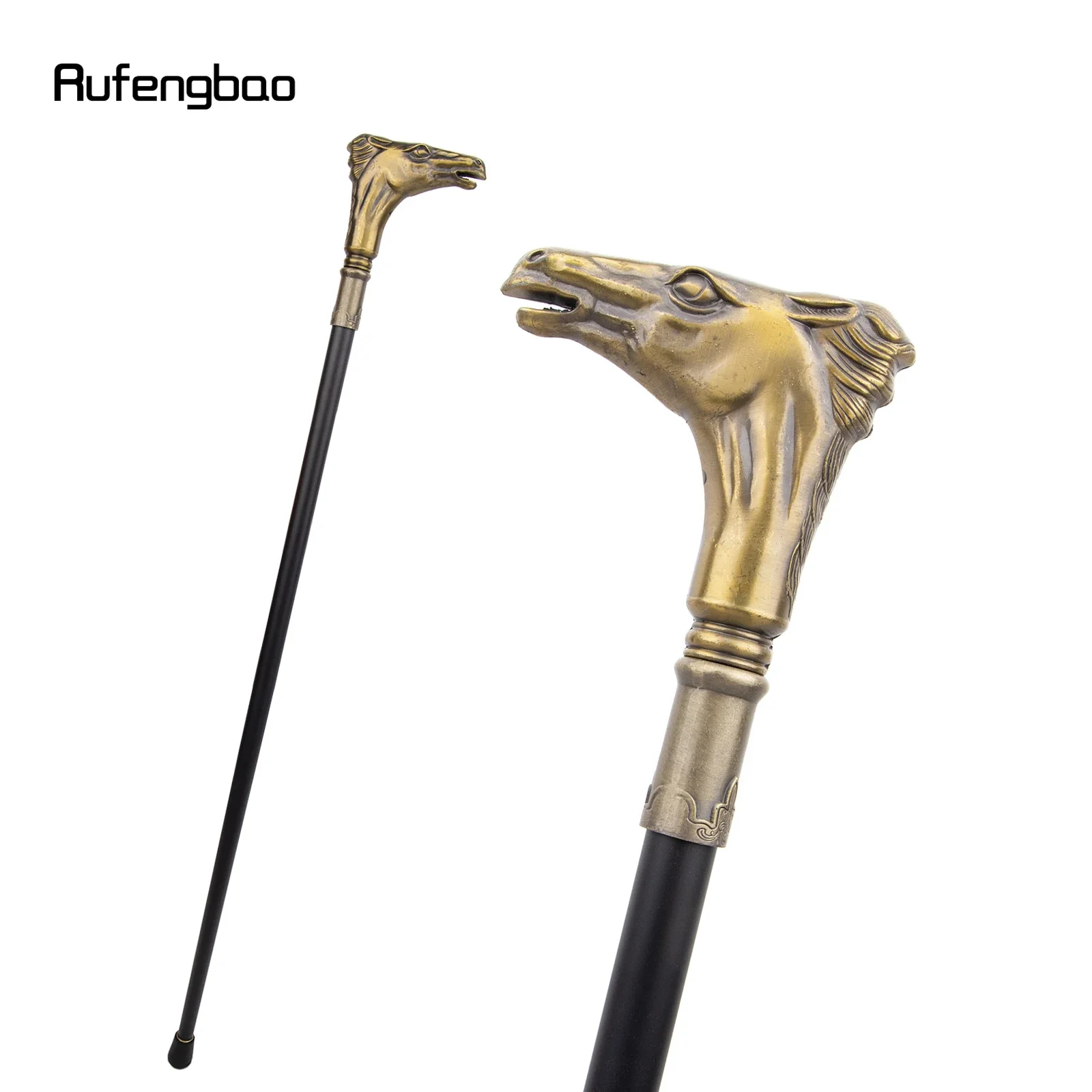 

Coppery Horse Handle Single Joint Fashion Walking Stick Decorative Vampire Cospaly Party Walking Cane Halloween Crosier 93cm