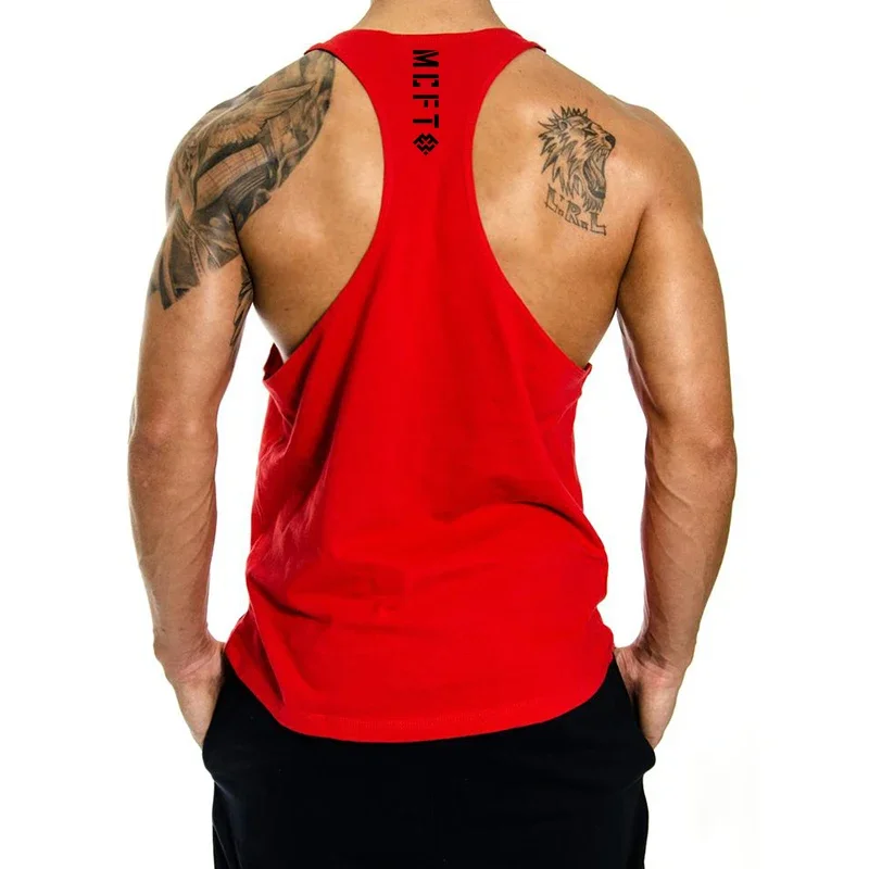 MUscleguys-Camiseta sin mangas de algodón para hombre, camiseta de culturismo con espalda en Y, camisetas sin mangas de Fitness, chaleco deportivo