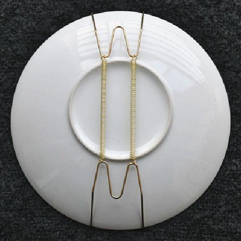 Hot Sale Plate Dishes Stainless Steel Hanger Spring Plates Holder Hook Wall Mount Adapter Home Decoration Multi-Purpose Hooks