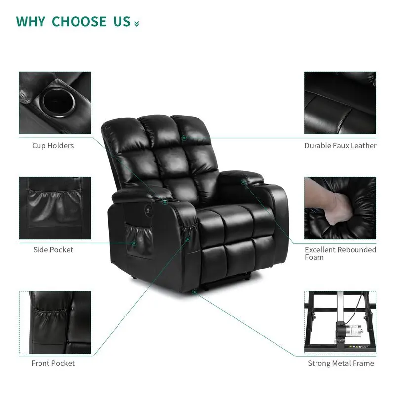Can Customize Luxury Elderly Leather Lifting Seat Home Theater Multi Functional Leisure Electric Recliner Sofa Massage Chair