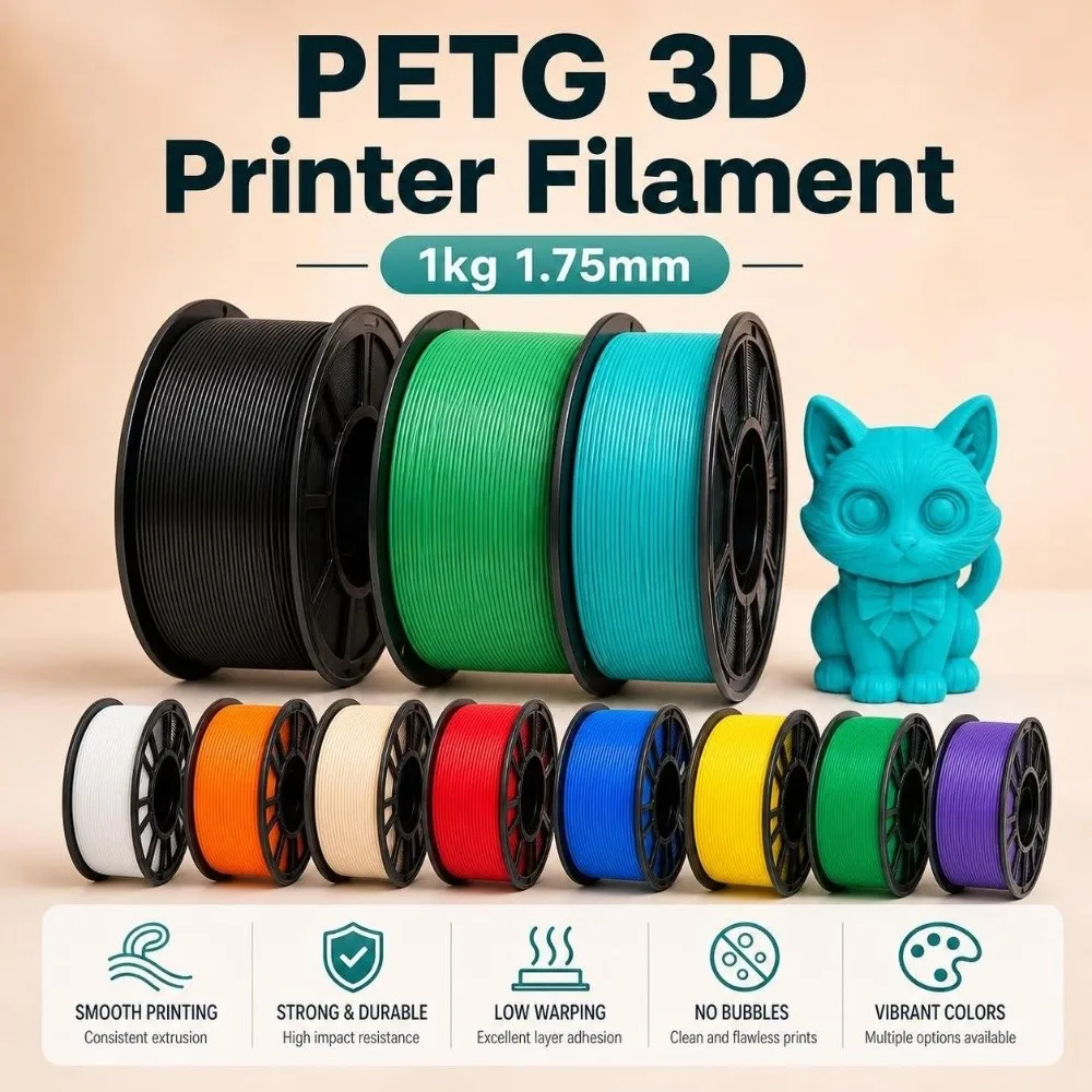 1.75mm 3D Printer Filament 1kg Spool High Toughness PETG Filament No Stringing Low Shrinkage 3D Printing Material