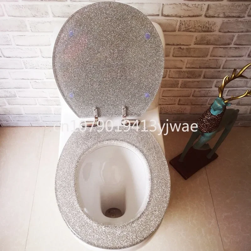 Resin Toilet Seat Ring Black Star Gold Powder OUV Stainless Steel Buffer Quick Release Hinge Universal Home