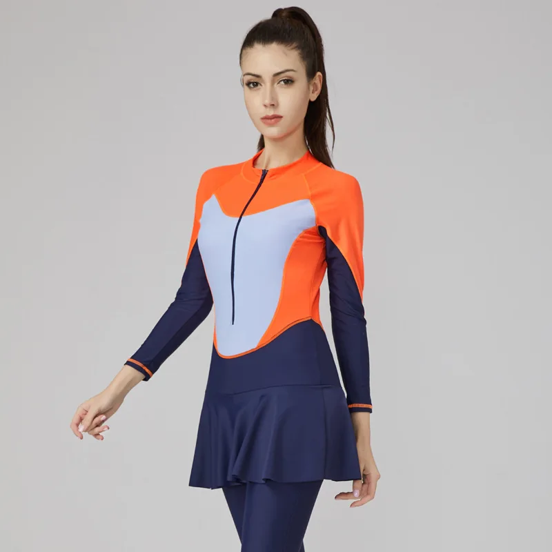 

2024 Muslim Long Sleeved Long Pants Jumpsuit Swimsuit Lady Surfing Diving Garment Big Size Sunscreen Elastic Breathable Swimwear