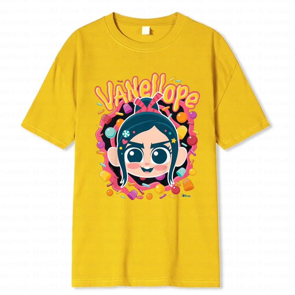 2024 Disney Wreck-it Ralph Vanellope Cartoon Avatar Print t-shirt Summer Girls Party Streetwear Boys Casual maniche corte