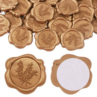 25Pcs Rosemary Wax Seal Stickers, Antique Gold Self- Adhesive Botanical Wax Stamp Stickers for Wedding Party Invitation