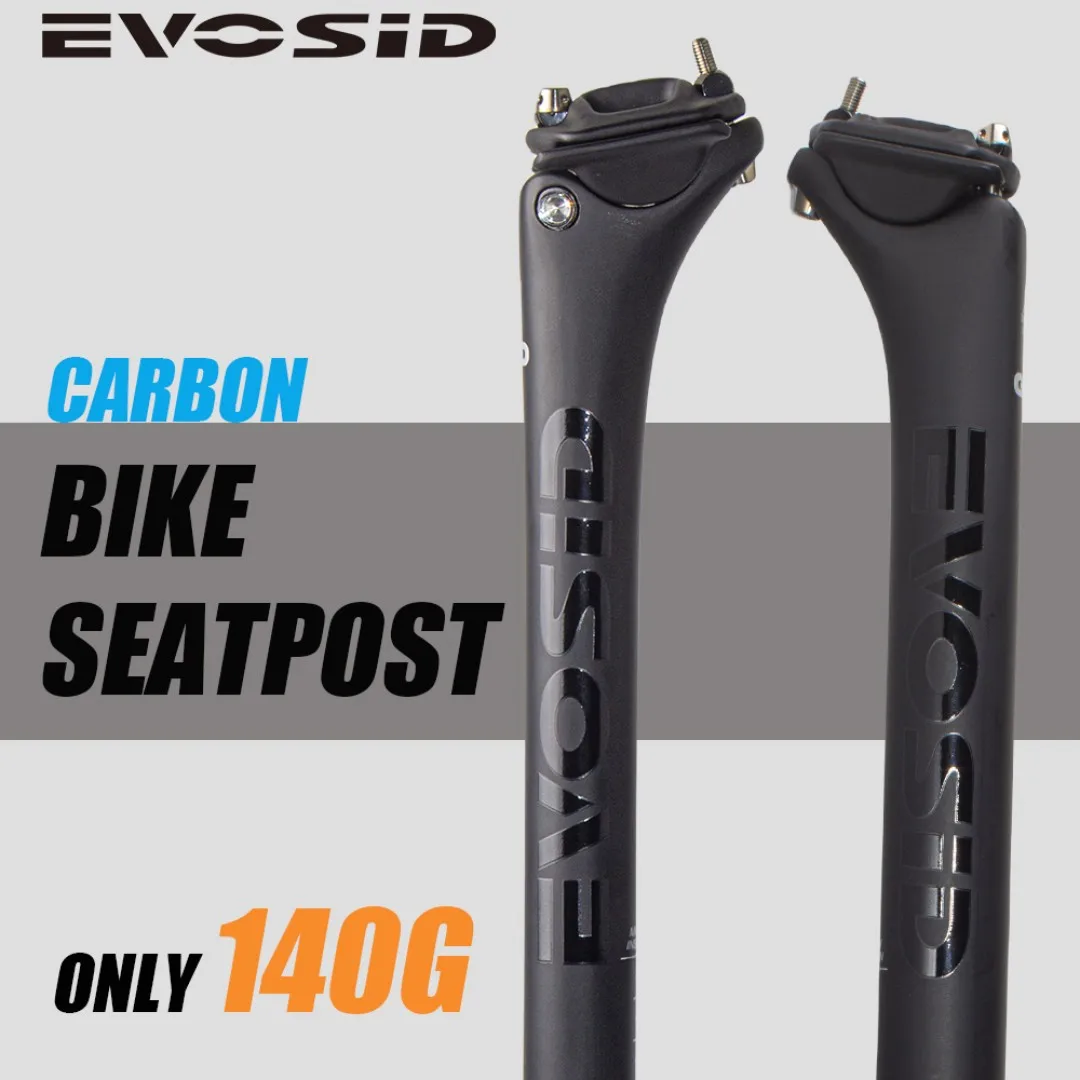 EVOSID Mountain Bicycle Carbon Seat Post 27.2mm 31.6mm Titanium Screw MTB Road Bike Seatpost Length 400mm Ultralight Seat Tube